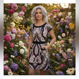 Emilio Pucci Black and Lavender Mini Dress